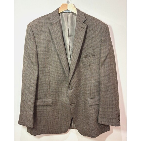 Chaps Other - Chaps Ralph Lauren Men's Brown Check 100% Wool Sport Coat Blazer 48L 2-Button